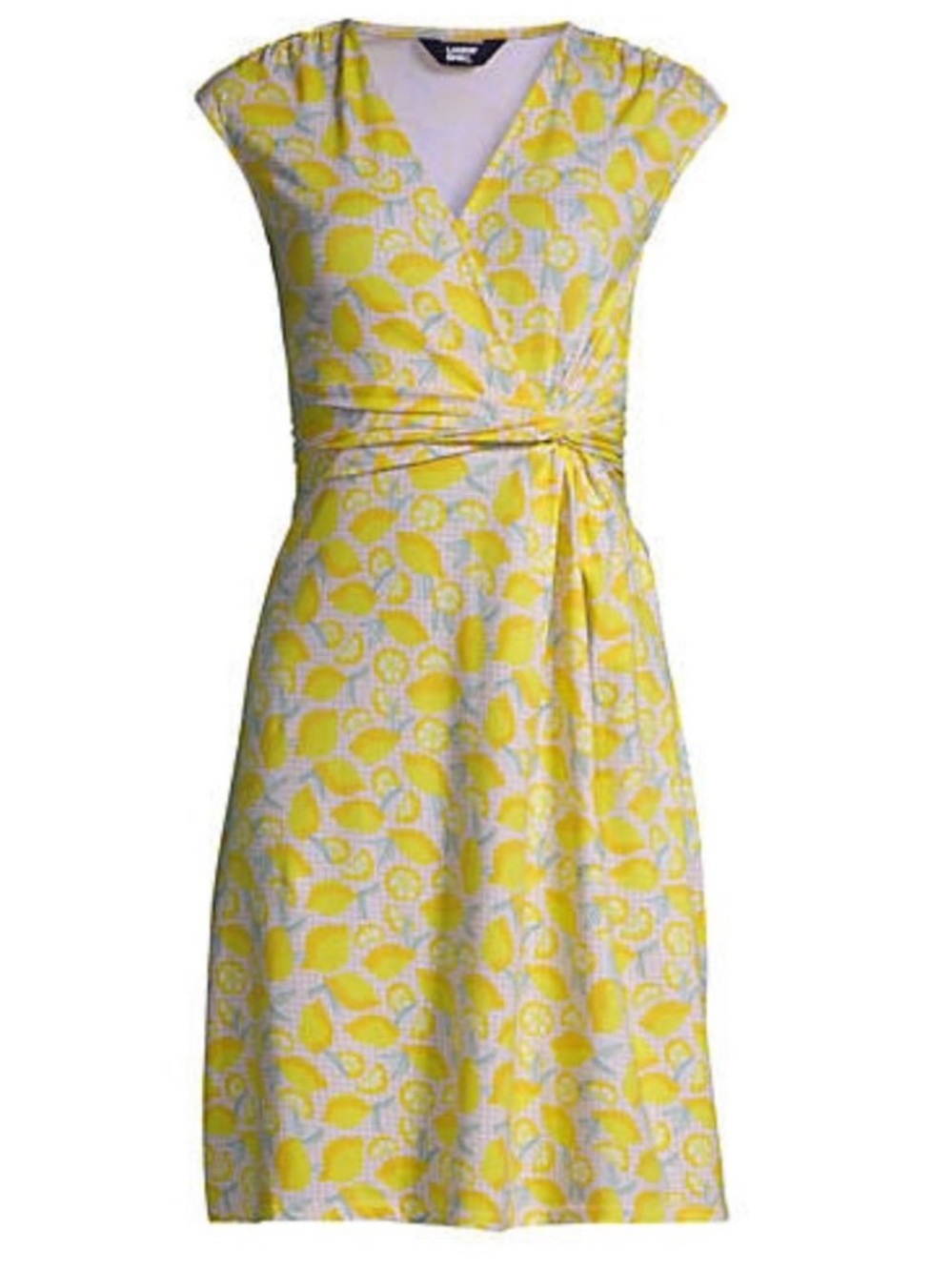 Lands' End Fit and Flare Yellow Lemon Dress Plus Size 3X